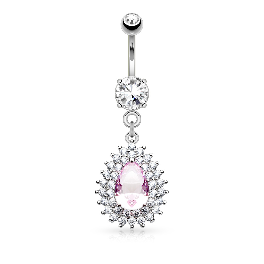 Umbigo piercing com pendente grande em forma de gota