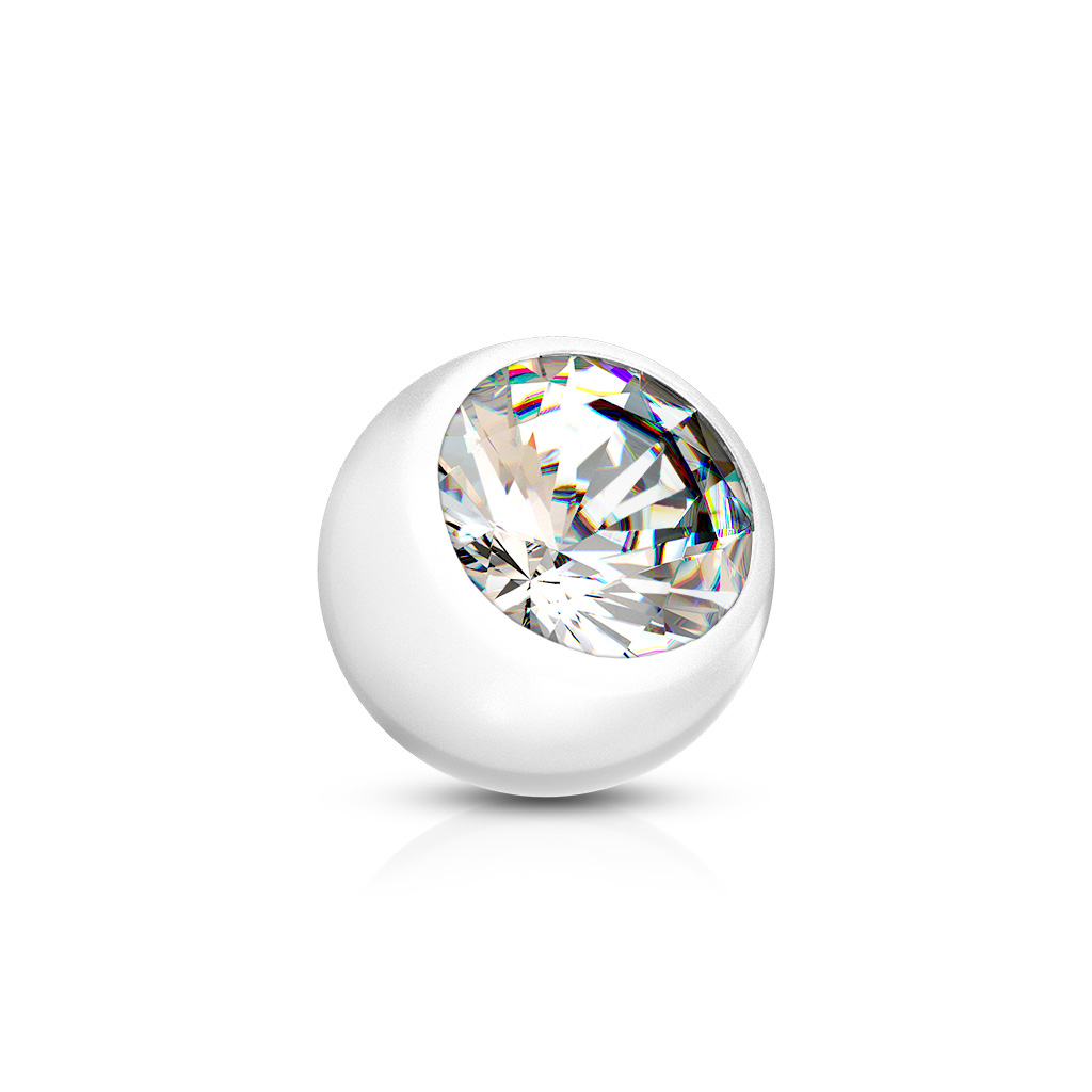 Bola de piercing com uma pedra em várias cores