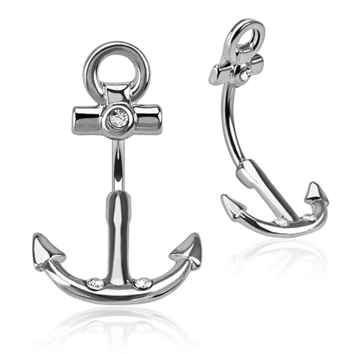 Sobrancelha piercing curvado com forma de âncora