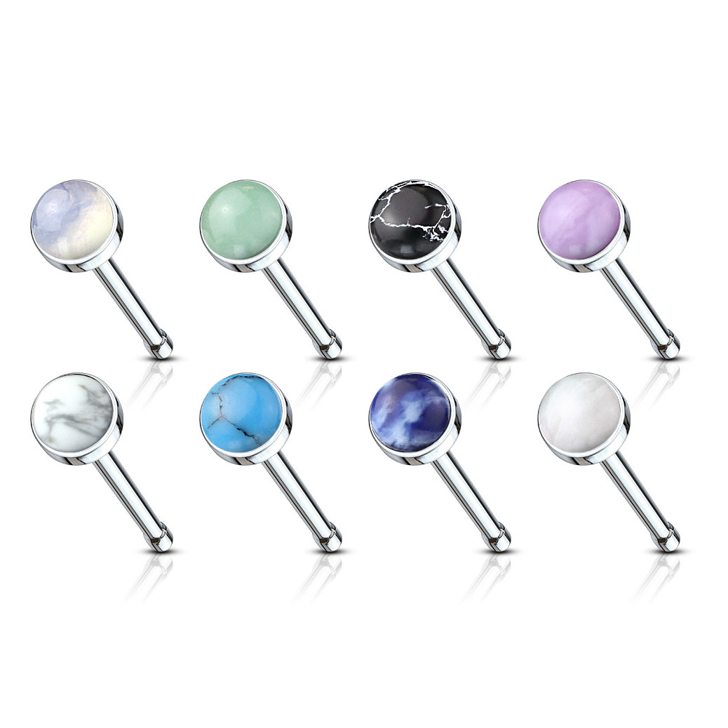 Nariz piercing com diferentes tipos de pedras