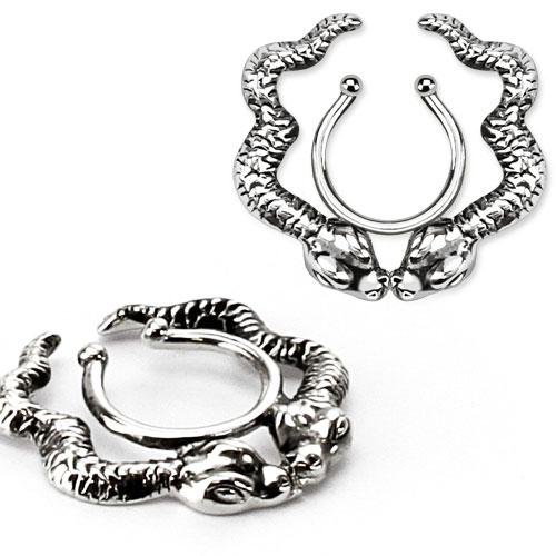 Mamilo piercing falso com cobras