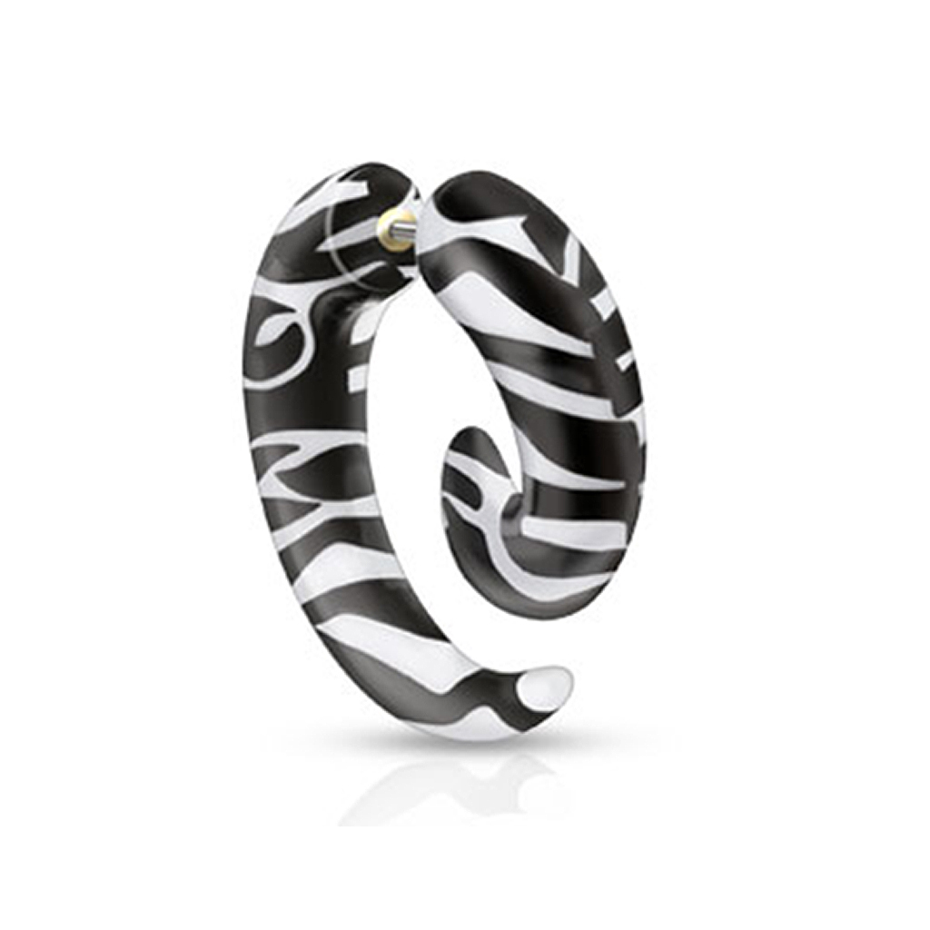 Alargador espiral falso com riscas de zebra
