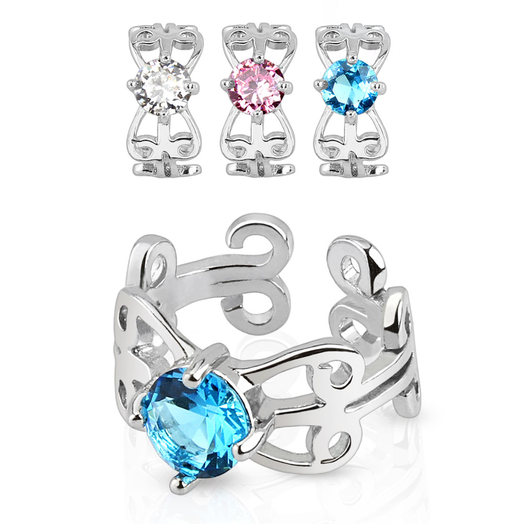 Orelha clip com pedras e ornamentos