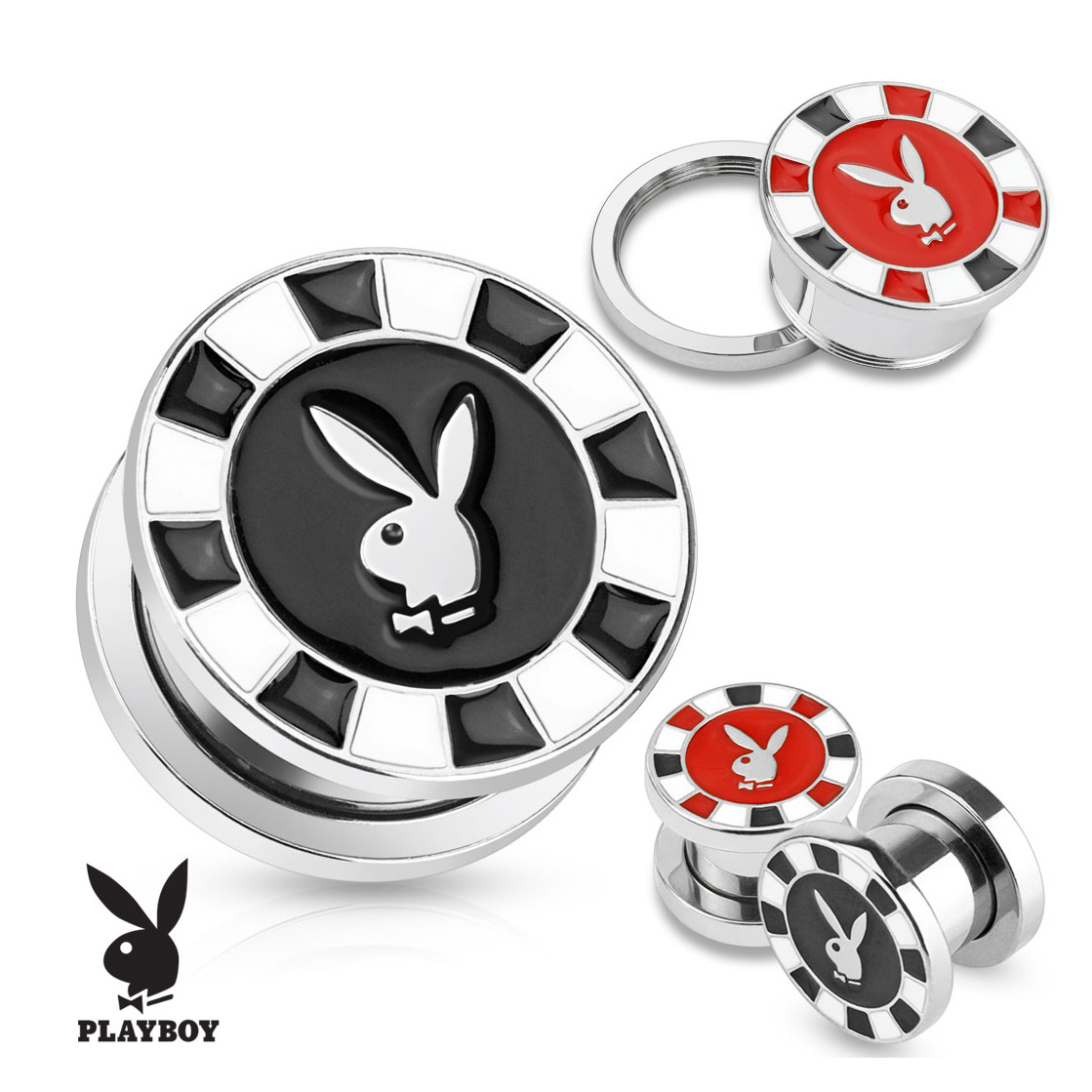 Plug de aço cirúrgico com ficha de poker da Playboy™