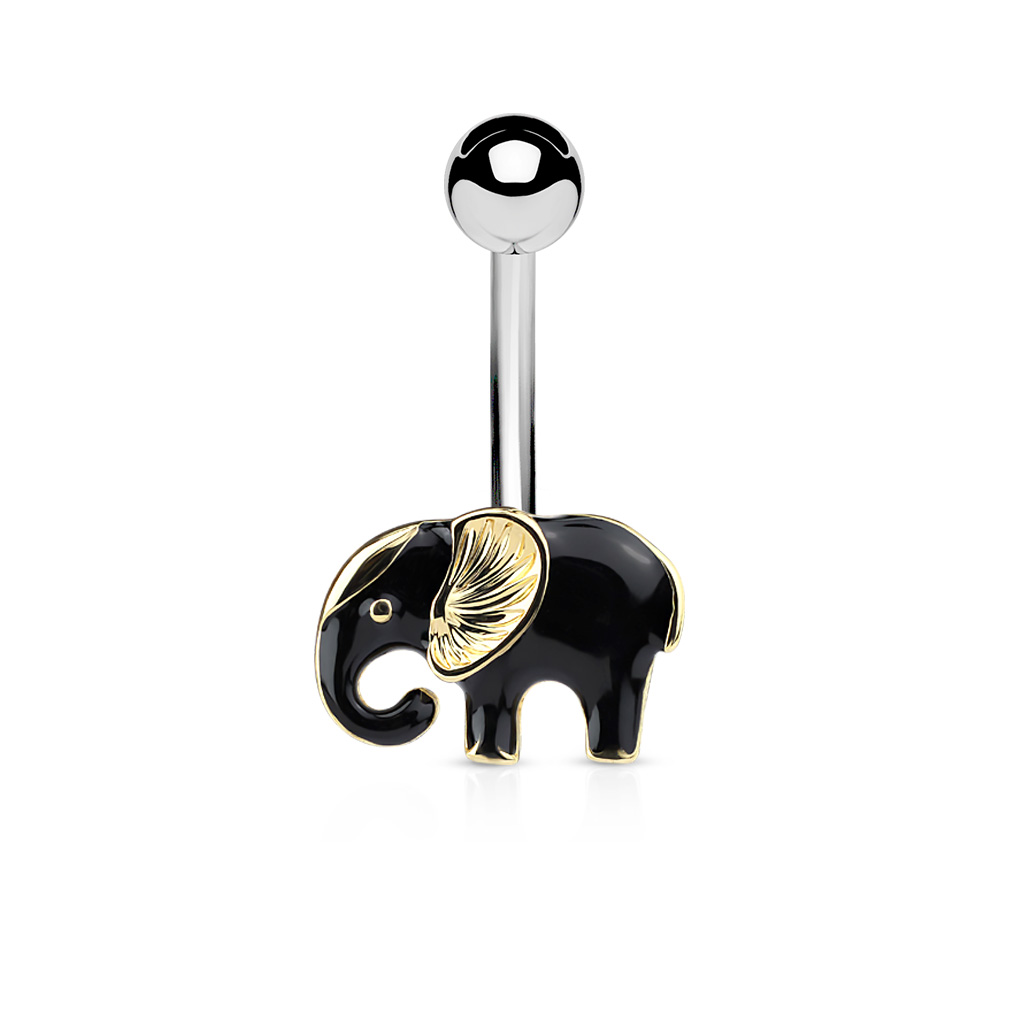 Umbigo piercing com elefante esmaltado