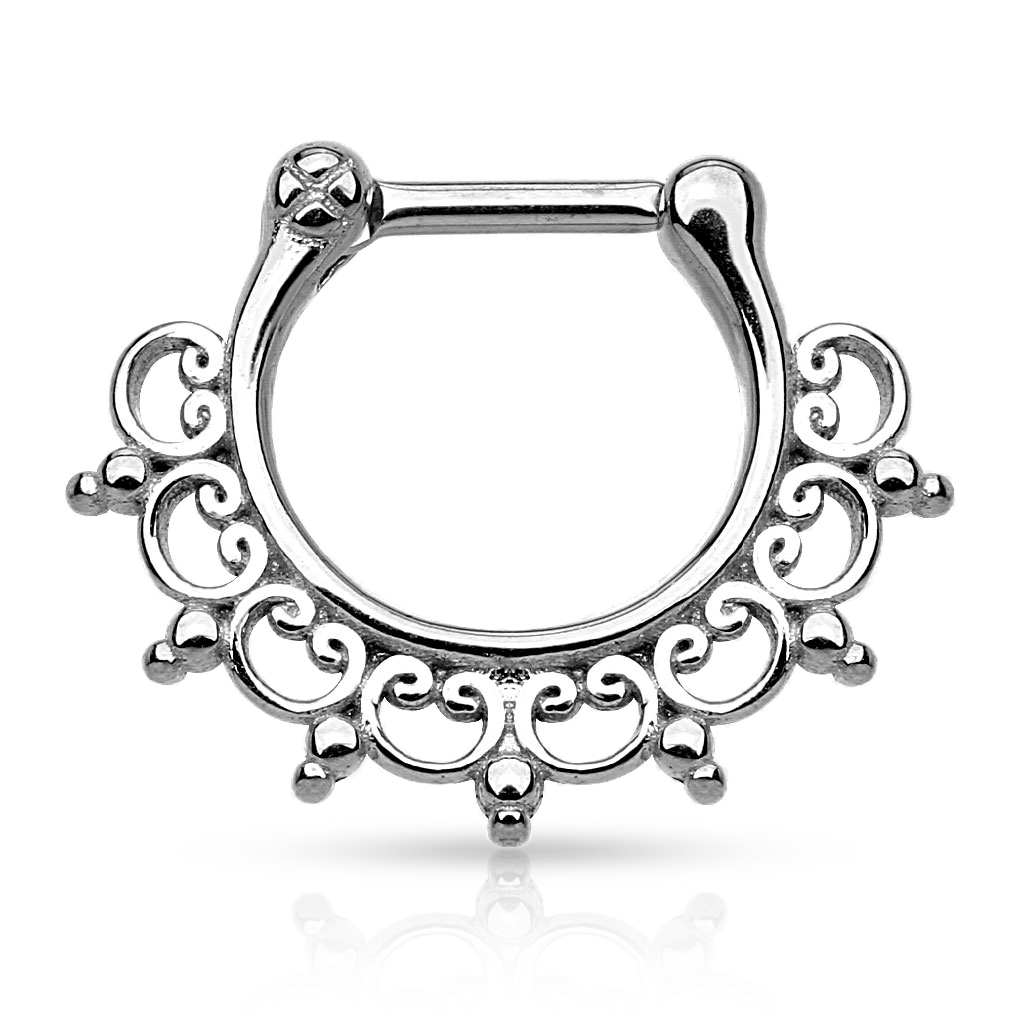 Septo piercing de aço cirúrgico com ornamentos