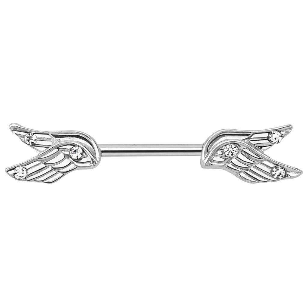 Mamilo piercing com asas de anjo