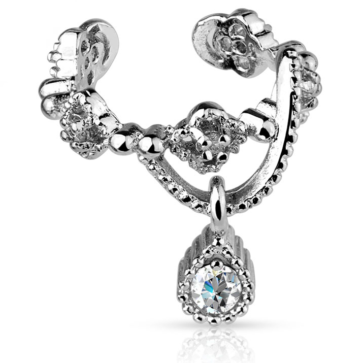 Earcuff com uma pedra pendurada