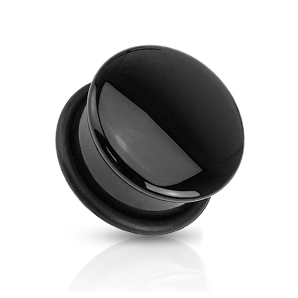 Plug de agata preta em formato de cúpula