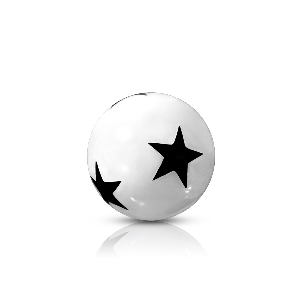 Bola de piercing em acrílico com estrelas preto e branco