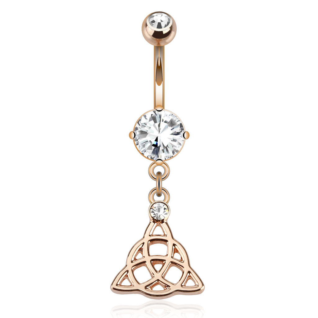 Umbigo piercing banhado a ouro vermelho com símbolo celta