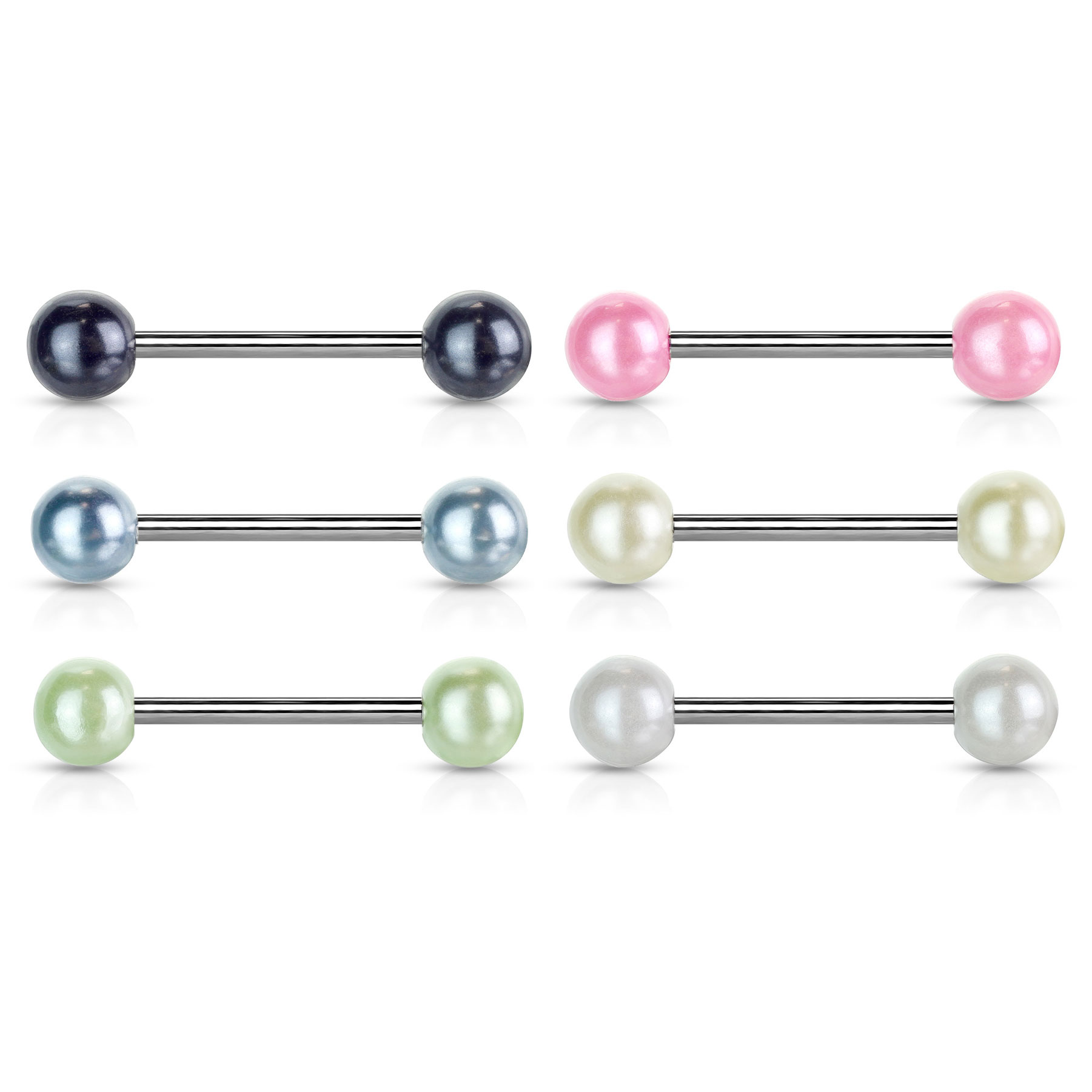 Língua conjunto de 6 piercings com bolas pérola