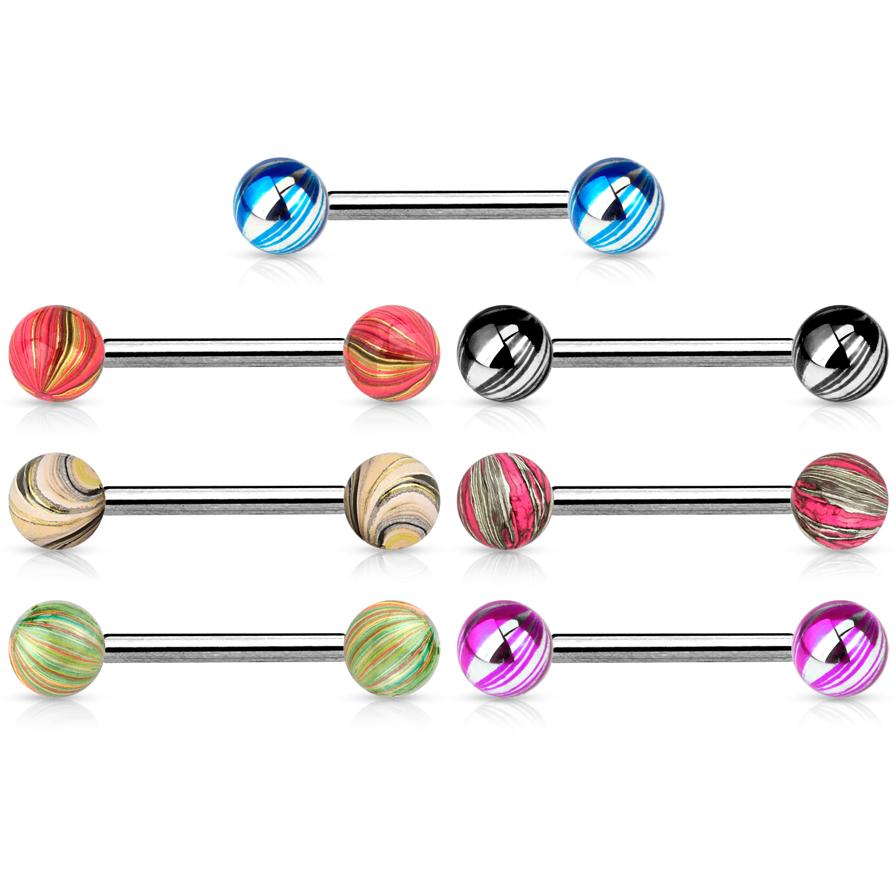 Língua barbell com bola em várias cores